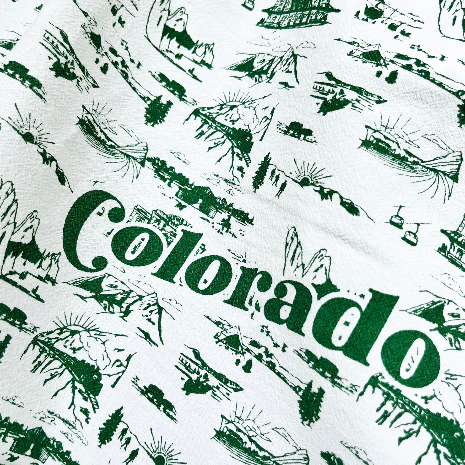 Denver mile high green colorado life scenes kitchen towel mountain sun gondola lift hiking camping outdoor lover kitchen tea dish towel decor souvenir retro style 