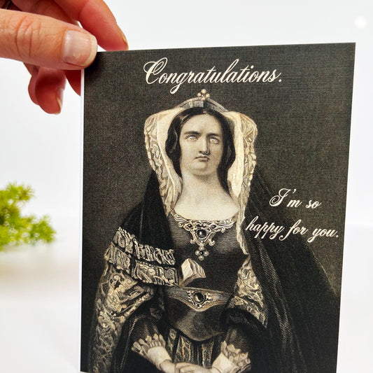 congratulations im so happy for you greeting card coin laundry retro vintage style woman portrait sarcastic retro funny fun cards