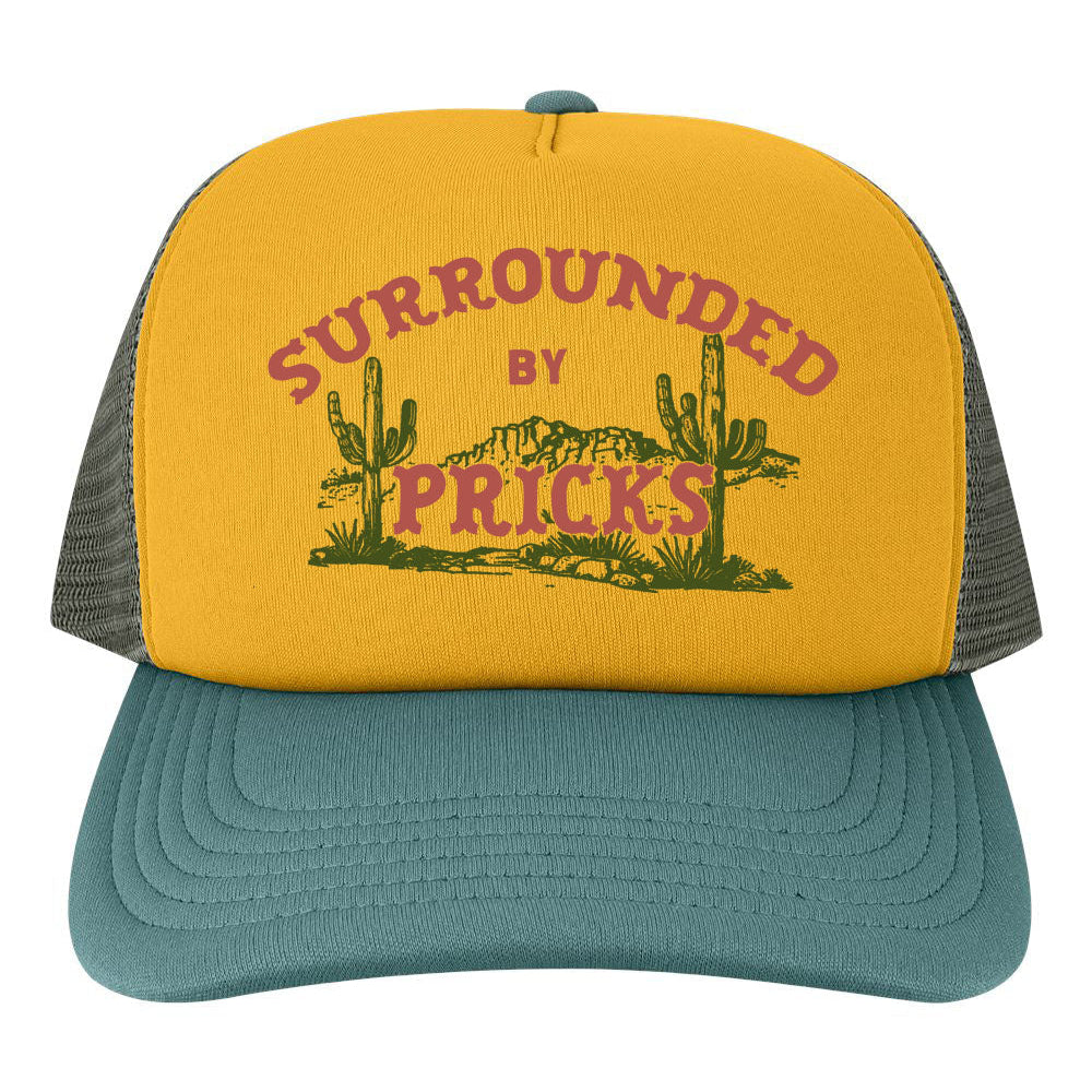 surrounded by pricks trucker hat fun coin laundry bozeman montanany mesh back baseball hat cute trucker hat cactus desert fun hat hiking summer fashion funny 