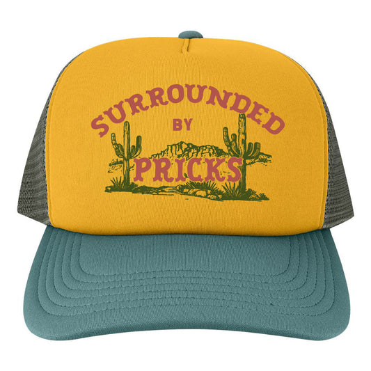 surrounded by pricks trucker hat fun coin laundry bozeman montanany mesh back baseball hat cute trucker hat cactus desert fun hat hiking summer fashion funny 