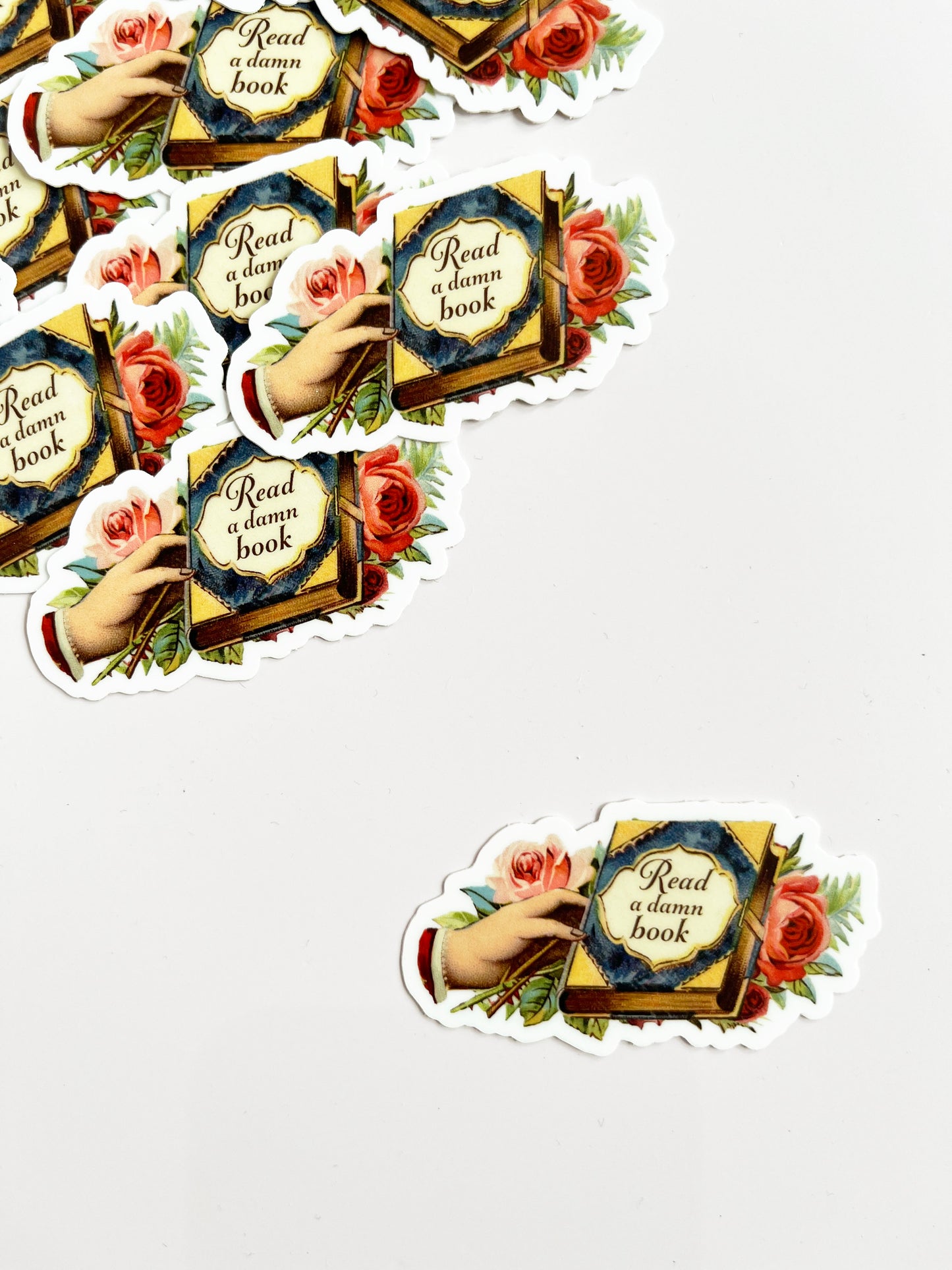 vintage book sticker read a damn book funny stickers for book clubs college students professors stickers for people who like to read stickers for librarians cute stickers coin laundry montana 