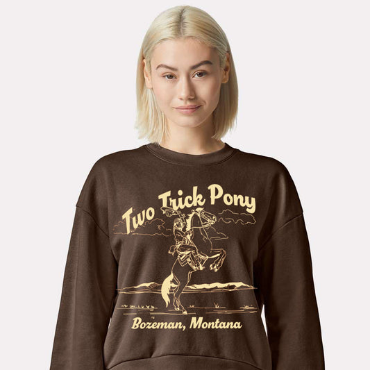 Two Trick Pony Women's Crew Neck Sweatshirt - Brown