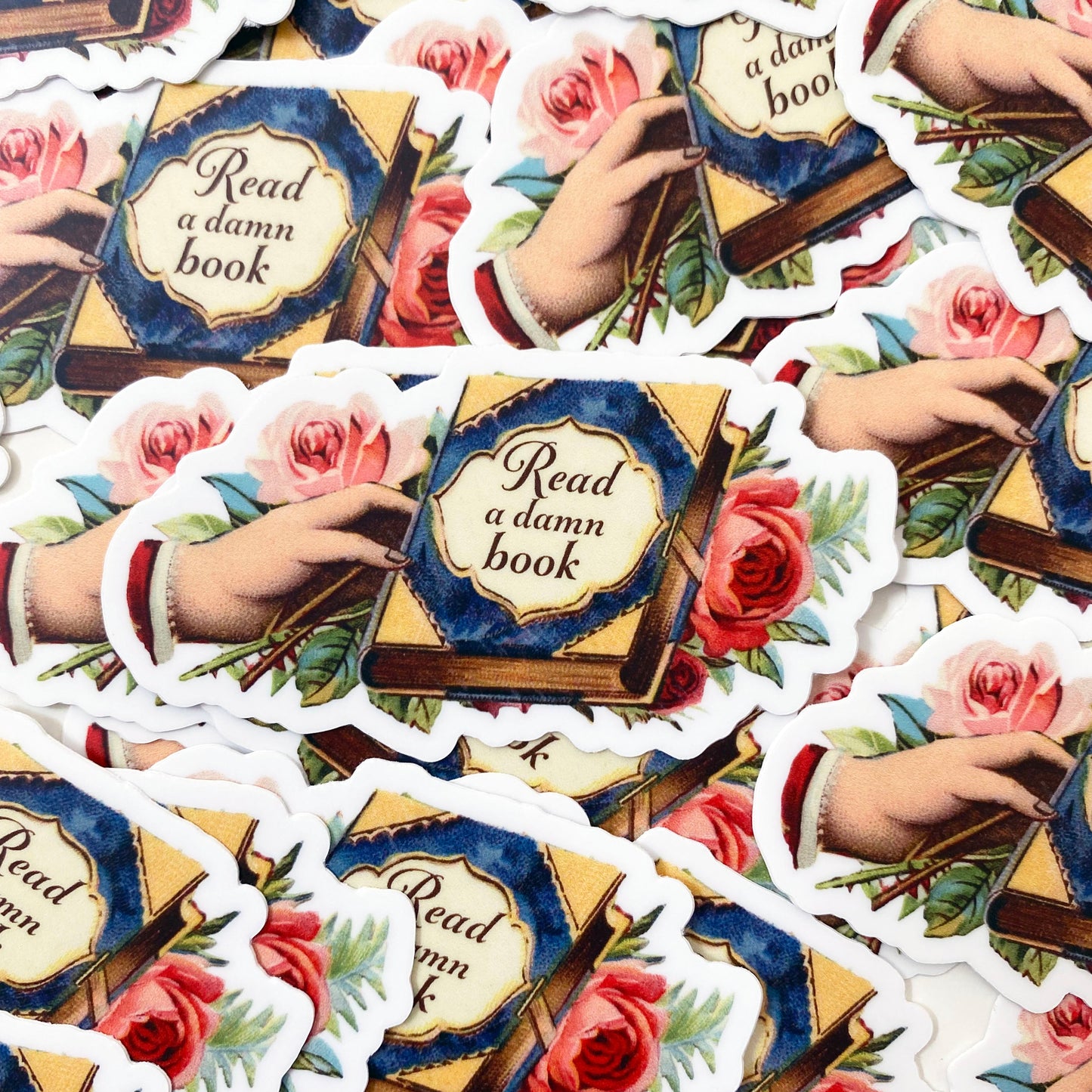 read a damn book sticker pretty vintage design flowers fun stickers for book stores library lovers coin laundry stickers montana