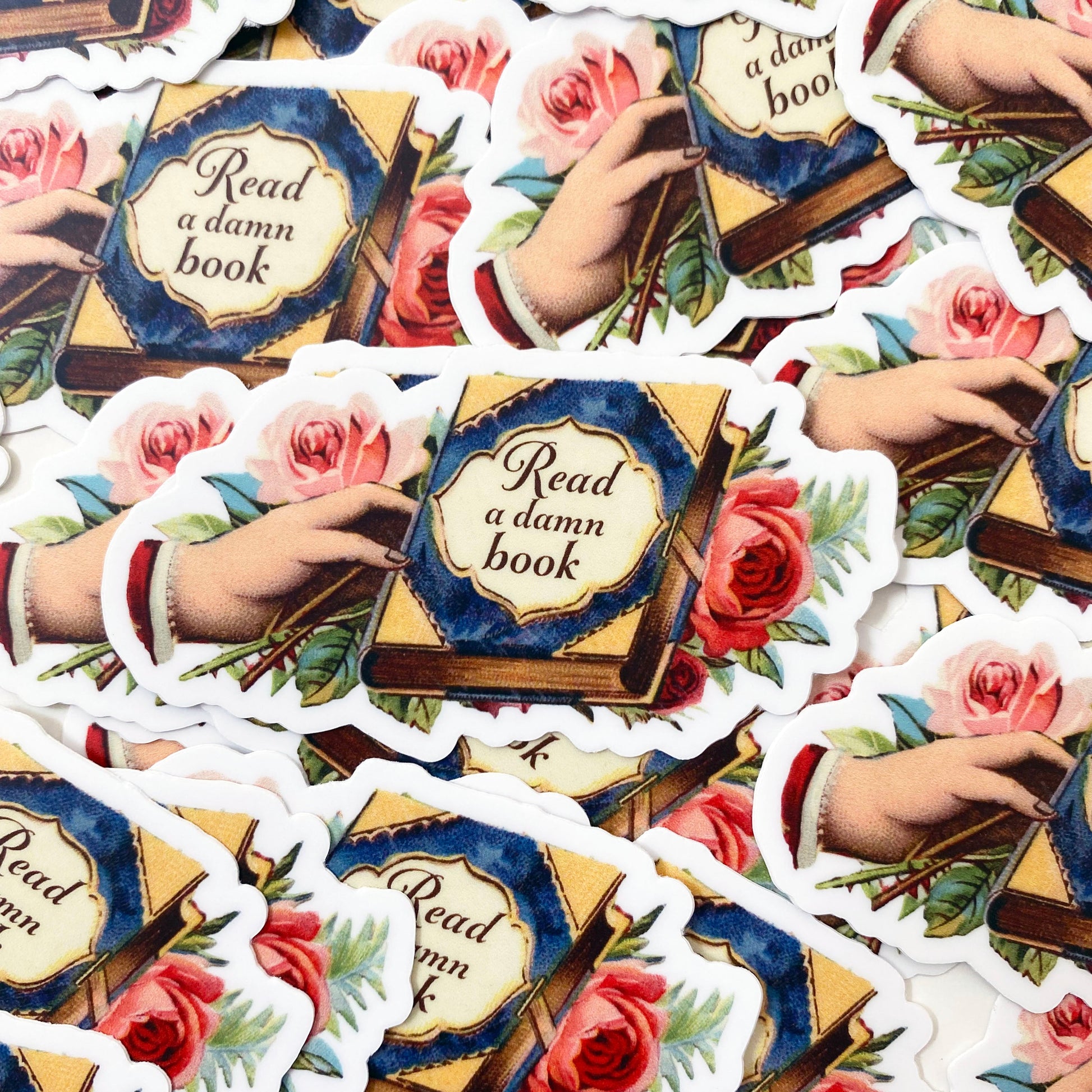 read a damn book sticker pretty vintage design flowers fun stickers for book stores library lovers coin laundry stickers montana