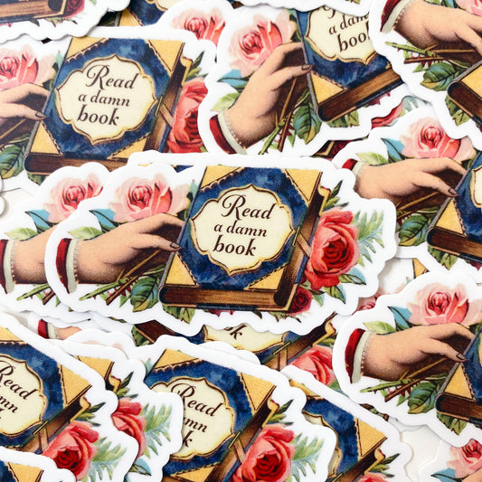 read a damn book sticker pretty vintage design flowers fun stickers for book stores library lovers coin laundry stickers montana